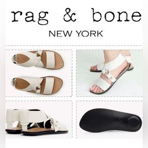 NEW NWT • rag & bone • August Croc-Embossed Leather Gladiator White Sandals